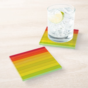 Rainbow Striped Multicolored Glass Coaster