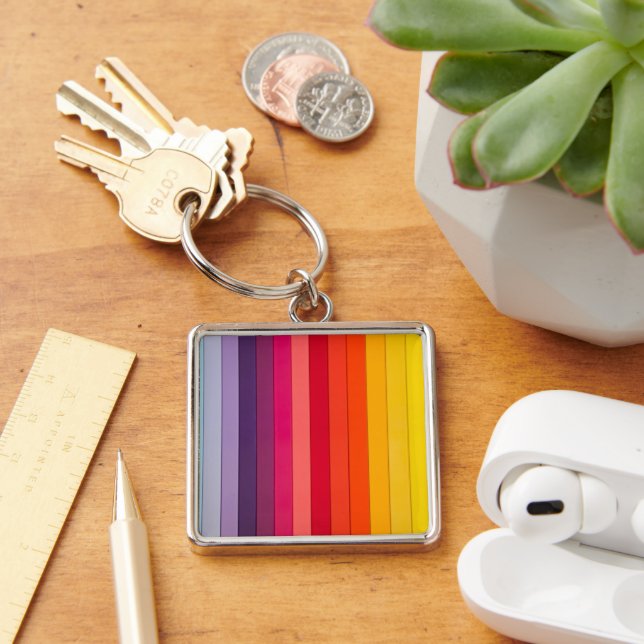 Rainbow Striped Multicolored Key Ring (Desk)