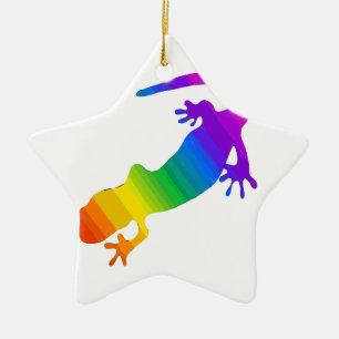 Rainbow Striped Salamander Ceramic Tree Decoration