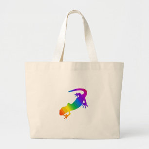 Rainbow Striped Salamander Large Tote Bag