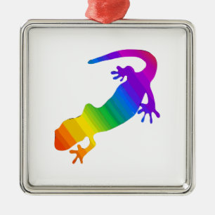 Rainbow Striped Salamander Metal Ornament