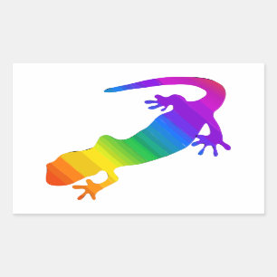 Rainbow Striped Salamander Rectangular Sticker