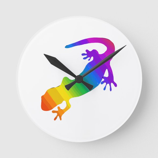 Rainbow Striped Salamander Round Clock (Front)