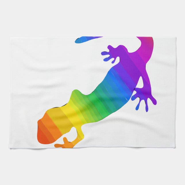 Rainbow Striped Salamander Tea Towel (Horizontal)