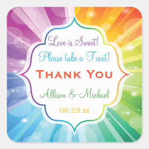 Rainbow Striped Sunburst Candy Buffet Sticker