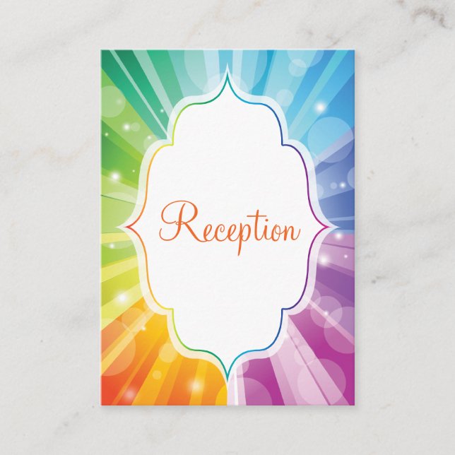 Rainbow Striped Sunburst Reception Enclosure Card (Front)