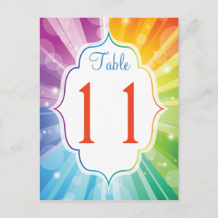 Rainbow Striped Sunburst Table Number Postcard