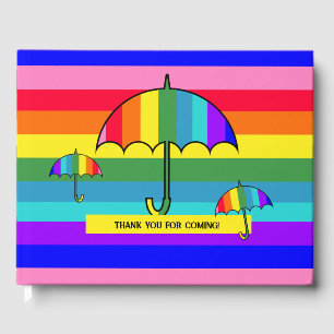 Rainbow Striped Umbrellas Guest Book
