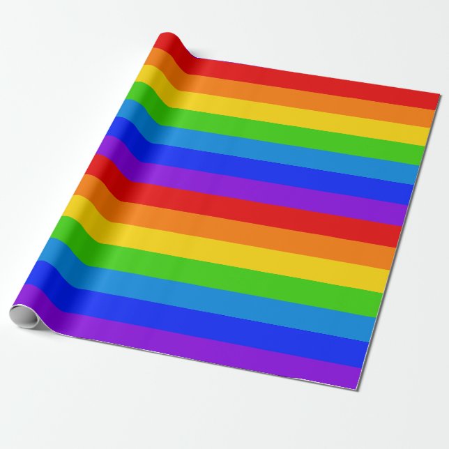 Rainbow Stripes 7 Colours Continuous Roll Seamless Wrapping Paper (Unrolled)