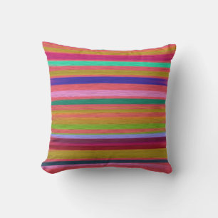Rainbow stripes abstract art colourful modern cushion