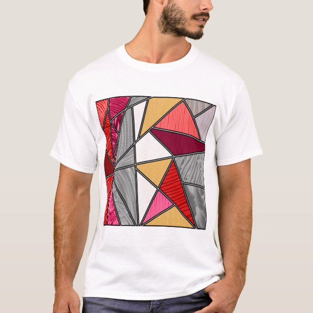 Rainbow Stripes Abstract Design T-Shirt (Front)