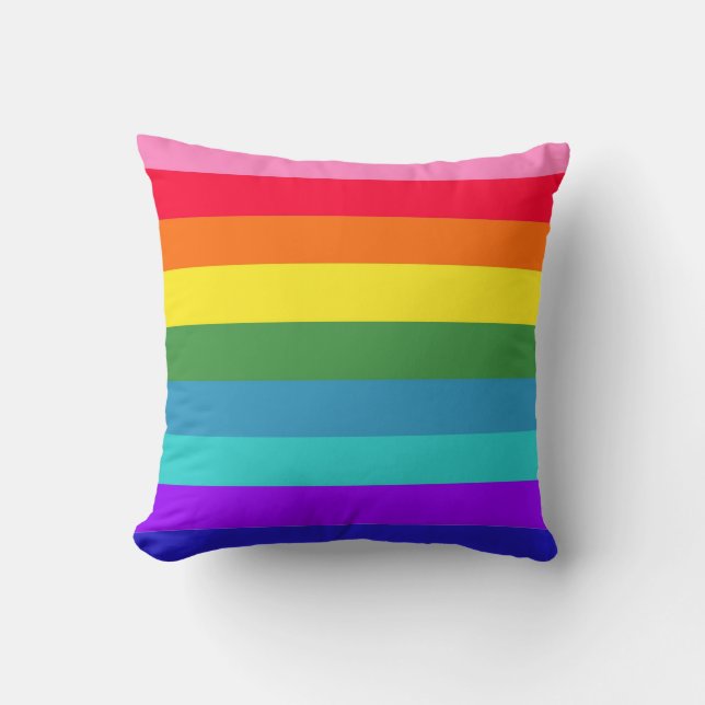 Rainbow stripes American MoJo Pillow (Front)