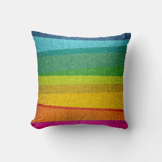 Rainbow Stripes Art Background Cushion (Front)