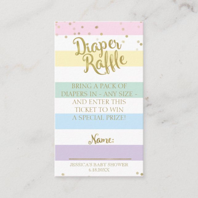 Rainbow Stripes Baby Shower Diaper Raffle Insert (Front)