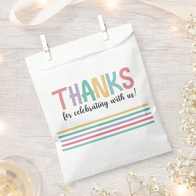 Rainbow Stripes Baby Shower Thanks Favour Bag (Clipped)