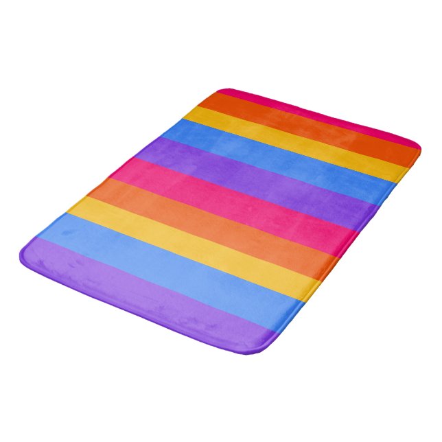 Rainbow Stripes Bath Mat (Angled)