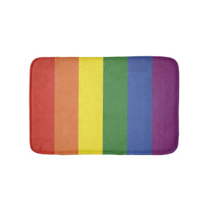 Rainbow stripes bath mat