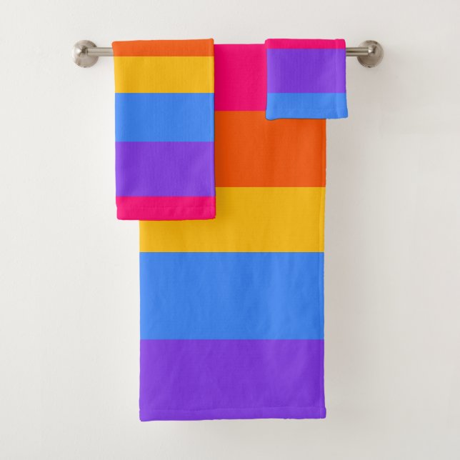 Rainbow Stripes Bath Towel Set (Insitu)