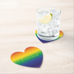 Rainbow Stripes Bible Quote Paper Coaster