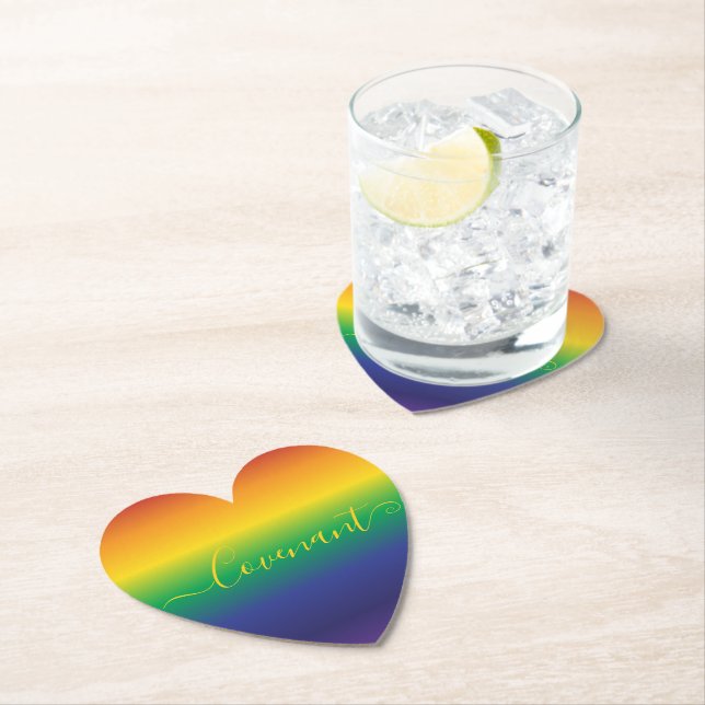 Rainbow Stripes Bible Quote Paper Coaster (Insitu)