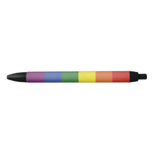 Rainbow stripes black ink pen