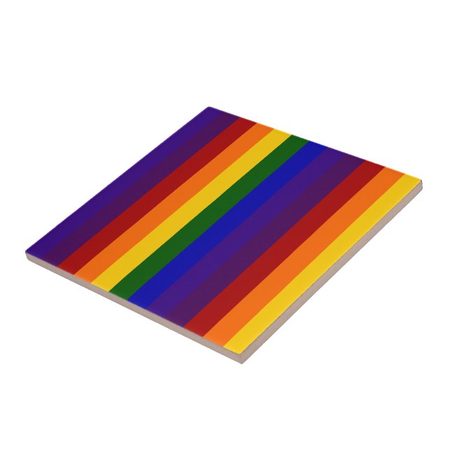 Rainbow Stripes Ceramic Tile (Side)
