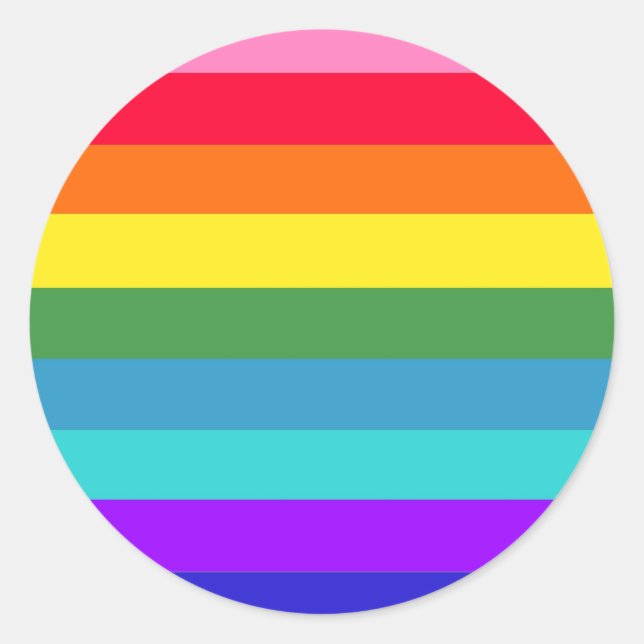 Rainbow Stripes Classic Round Sticker (Front)