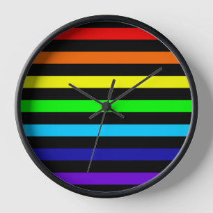 Rainbow Stripes Clock