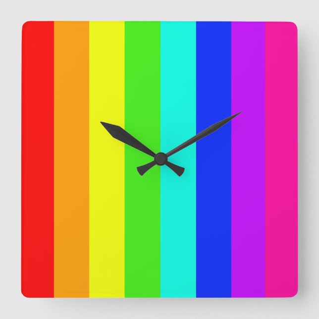 rainbow stripes colourful bars square wall clock (Front)
