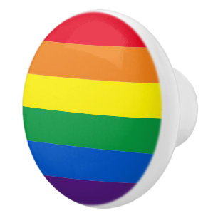 Rainbow stripes colours Lgbt gay flag Ceramic Knob