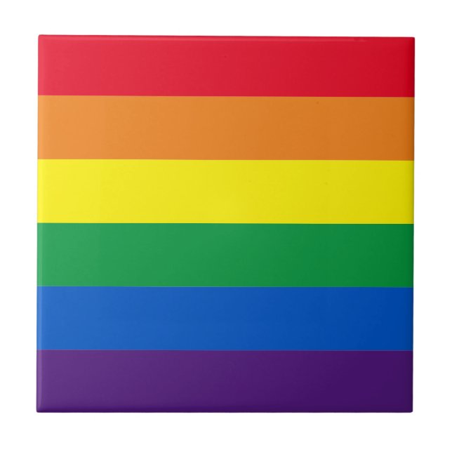 Rainbow stripes colours Lgbt gay flag Ceramic Tile (Front)