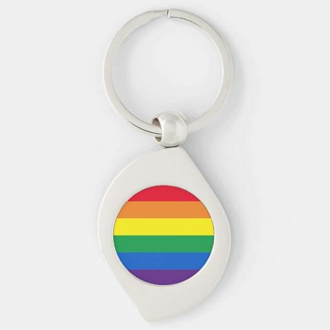 Rainbow stripes colours Lgbt gay flag Key Ring (Front)