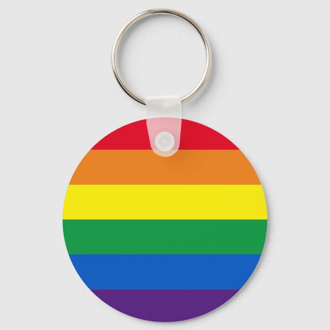 Rainbow stripes colours Lgbt gay flag Key Ring (Front)