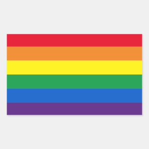 Rainbow stripes colours Lgbt Lgbtq gay flag Rectangular Sticker