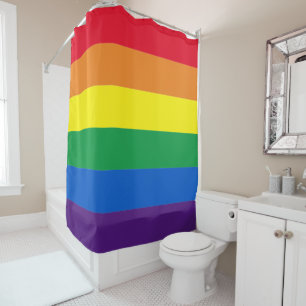Rainbow stripes colours Lgbt Lgbtq gay flag Shower Curtain