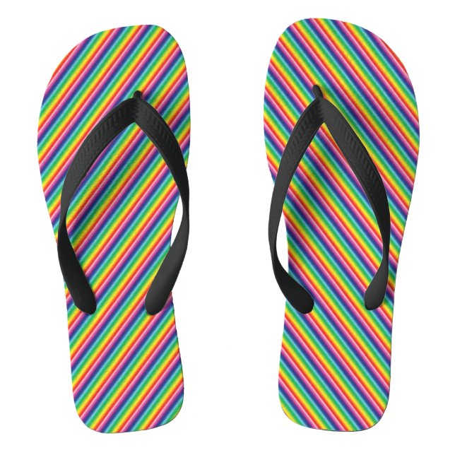 Rainbow stripes colours oblique pattern modern  thongs (Footbed)