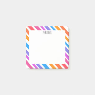 Rainbow Stripes CUSTOM Chic Monogram Personalised Post-it Notes