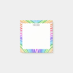 Rainbow Stripes CUSTOM Chic Monogram Personalised Post-it Notes