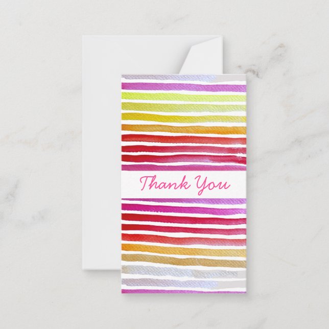 Rainbow stripes cute watercolor card (Front)