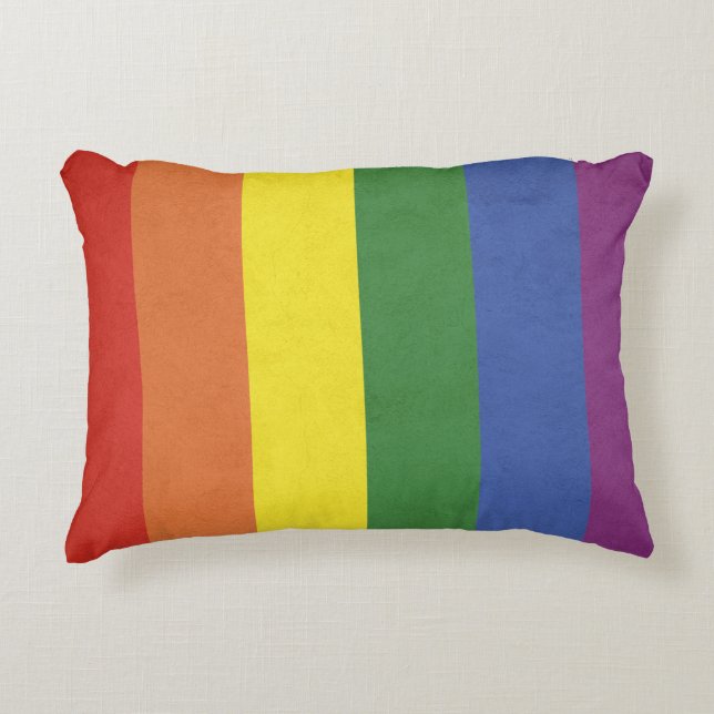 Rainbow stripes decorative cushion (Front)