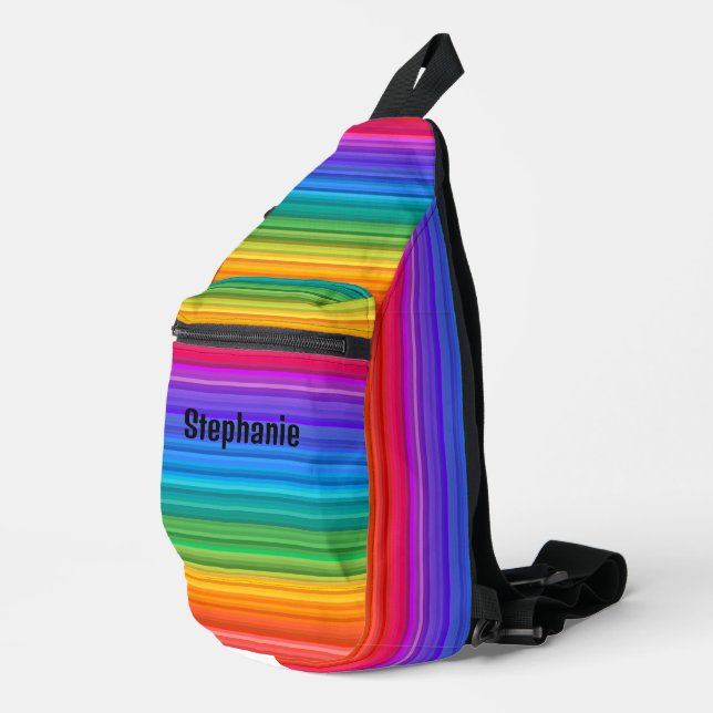 Rainbow Stripes Design Sling Bag (Right Corner)