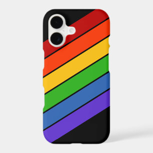Rainbow Stripes Diagonal Black