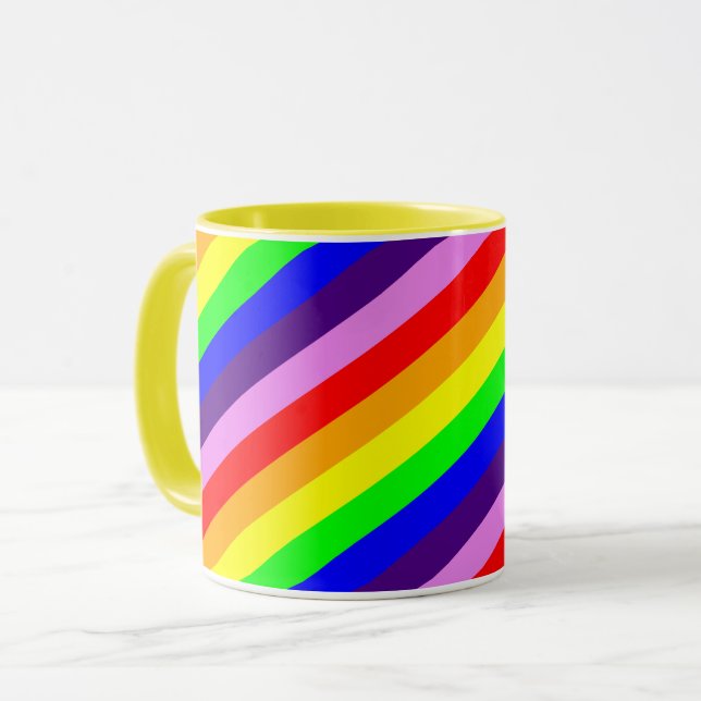 Rainbow Stripes Diagonal Classic Bright Colourful Mug (Front Left)