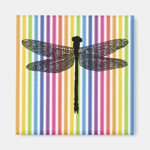 Rainbow stripes dragonfly Bug Silhouette art Magnet
