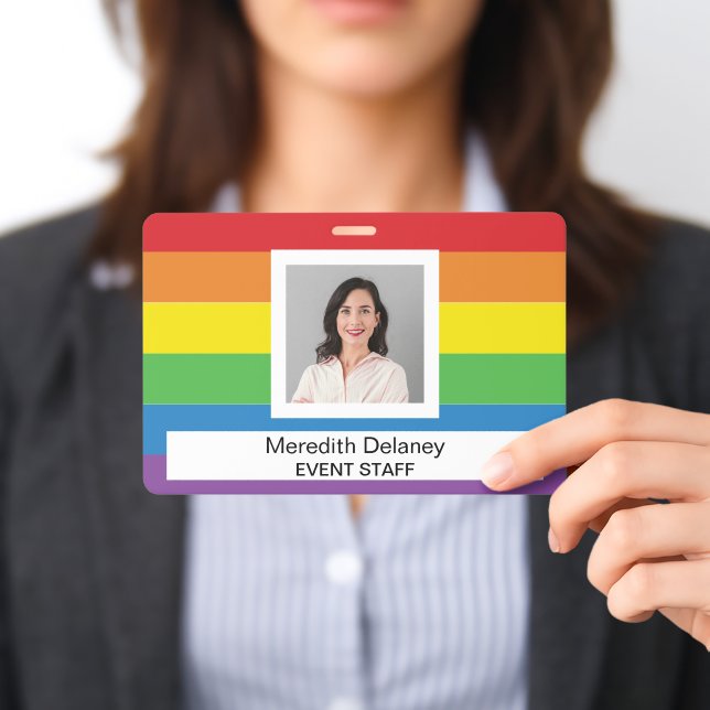 Rainbow Stripes Employee Staff Photo Event ID Badge (Presented)