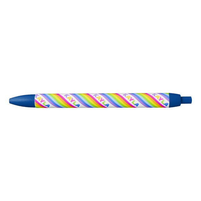 Rainbow stripes five letter name  black ink pen (Front)