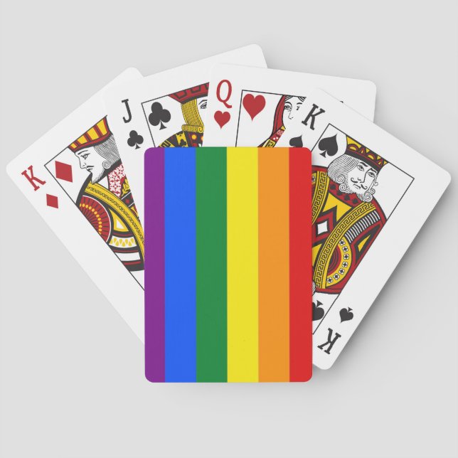rainbow stripes flag playing cards love is lgbt (Back)