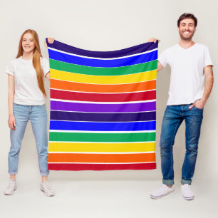 Rainbow Stripes  Fleece Blanket