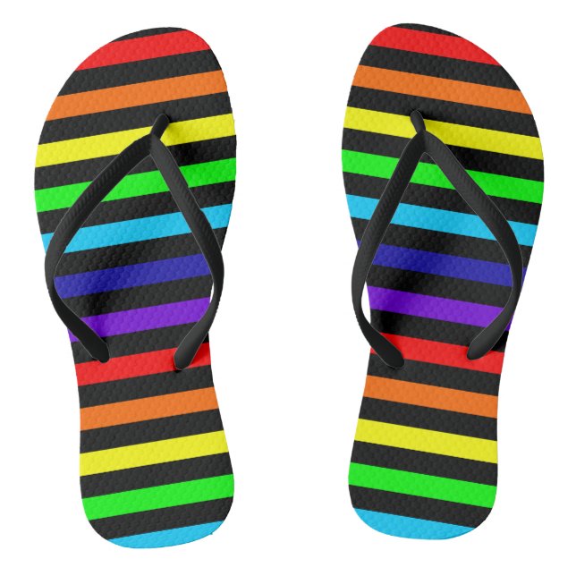 Rainbow Stripes Flip Flops (Footbed)