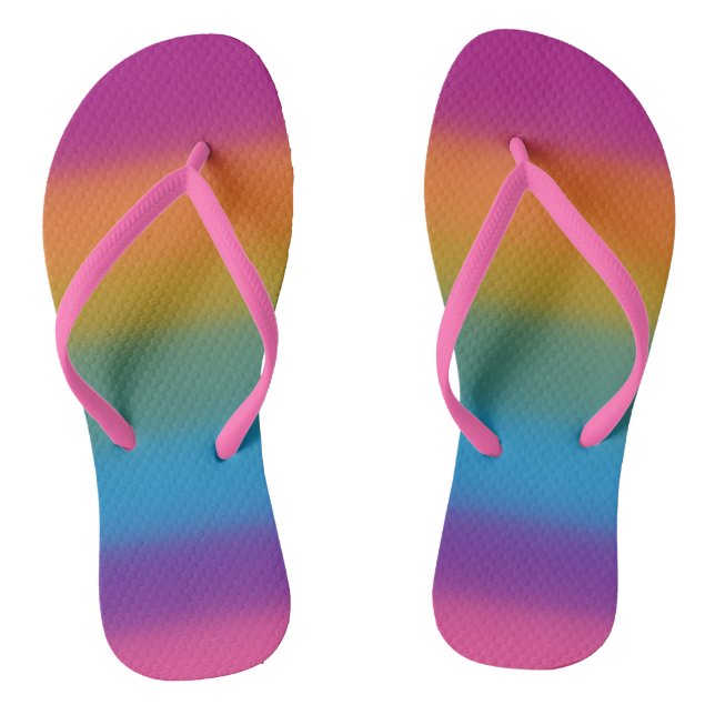 Rainbow Stripes Flip Flops (Footbed)